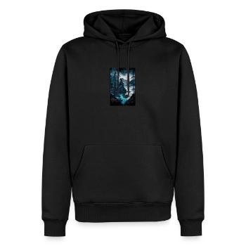 düsterer berg mit see - Männer Premium Bio Hoodie - Schwarz - Vorne - Nico (187cm)