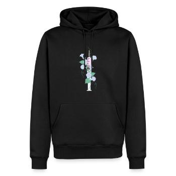 Rosa Blume Spritze - Männer Premium Bio Hoodie - Schwarz - Vorne - Nico (187cm)