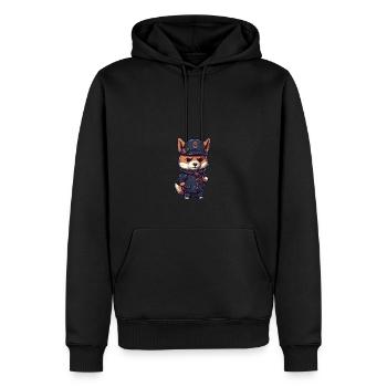 Chien japonais Shiba Inu, policier de profession - Sweat à capuche Premium bio Homme - noir - Devant - Nico (187cm)