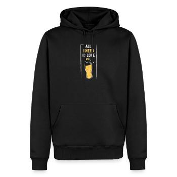 ALL I NEED IS LOVE and Beer or Limo - Männer Premium Bio Hoodie - Schwarz - Vorne - Nico (187cm)