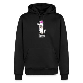Cute AF Lama Baby oder Alpaka - Männer Premium Bio Hoodie - Schwarz - Vorne - Nico (187cm)