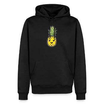 Kawaii Ananas Mascotte - Männer Premium Bio Hoodie - Schwarz - Vorne - Nico (187cm)
