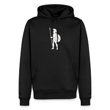 Guerrier Spartiate avec Bouclier - Sweat à capuche Premium bio Homme - noir - Devant - Nico (187cm)