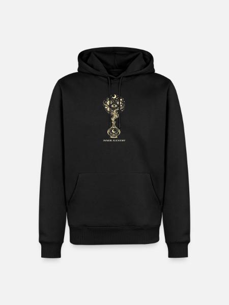 Innere Alchemie-Mond-Blumenkunst - Männer Premium Bio Hoodie - Schwarz