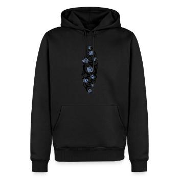 rosier tribal 1 noir roses bleues - Sweat à capuche Premium bio Homme - noir - Devant - Nico (187cm)