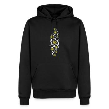 rosier tribal 1 blanc roses jaunes - Sweat à capuche Premium bio Homme - noir - Devant - Nico (187cm)