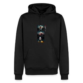 Japanische urbane legenden - roter Mond - Männer Premium Bio Hoodie - Schwarz - Vorne - Nico (187cm)