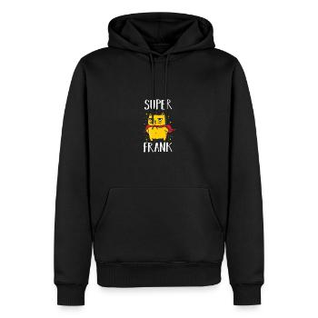 Frank - Männer Premium Bio Hoodie - Schwarz - Vorne - Nico (187cm)