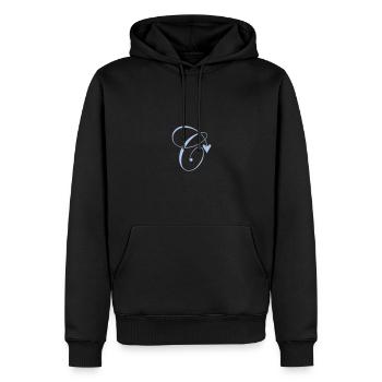Monogramme C Vigne Coeur - Sweat à capuche Premium bio Homme - noir - Devant - Nico (187cm)