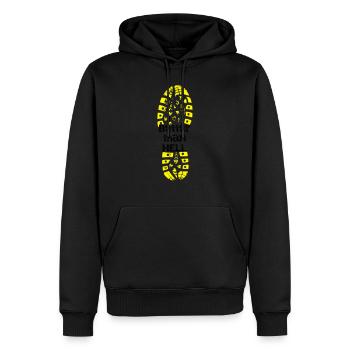 course a pied en enfer - Sweat à capuche Premium bio Homme - noir - Devant - Nico (187cm)