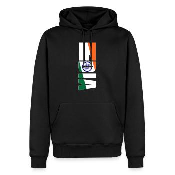 T-shirt with the flag and name of India - Men’s Premium Organic Hoodie - black - Front - Nico (187cm)