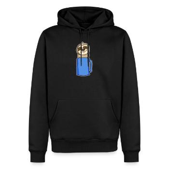 Faultier im Kaffeebecher - Männer Premium Bio Hoodie - Schwarz - Vorne - Nico (187cm)
