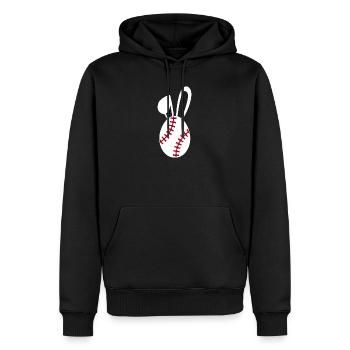 Emblème du lapin de baseball - Sweat à capuche Premium bio Homme - noir - Devant - Nico (187cm)