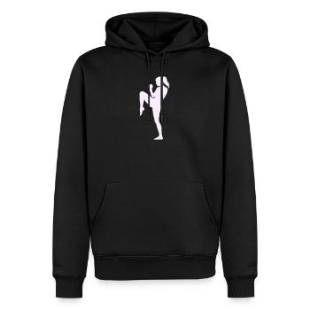 Coup de pied dynamique féminin en arts martiaux - Sweat à capuche Premium bio Homme - noir - Devant - Nico (187cm)
