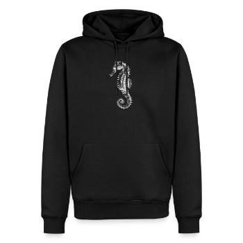 Seepferdchen Silhouette Schwarz - Männer Premium Bio Hoodie - Schwarz - Vorne - Nico (187cm)