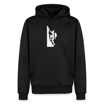 Klettersilhouette am Felsen - Männer Premium Bio Hoodie - Schwarz - Vorne - Nico (187cm)