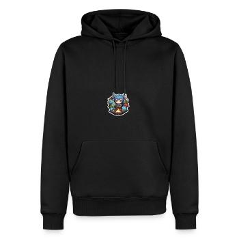 Aventures avec des compagnons moelleux - Sweat à capuche Premium bio Homme - noir - Devant - Nico (187cm)