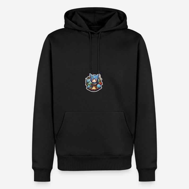 Abenteuer mit flauschigen Gefährten - Männer Premium Bio Hoodie - Schwarz