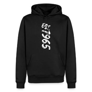 Fondé en 1965 - Établi en 1965 - Cadeau d’anniversaire - Sweat à capuche Premium bio Homme - noir - Devant - Nico (187cm)