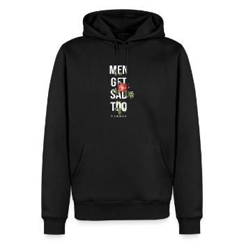 style japonais Les hommes deviennent tristes aussi - Sweat à capuche Premium bio Homme - noir - Devant - Nico (187cm)