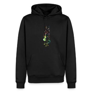 Musique, clef, étoiles, or, guitare, coloré - Sweat à capuche Premium bio Homme - noir - Devant - Nico (187cm)