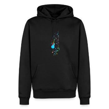 Musique, clef, étoiles, or, guitare, coloré - Sweat à capuche Premium bio Homme - noir - Devant - Nico (187cm)
