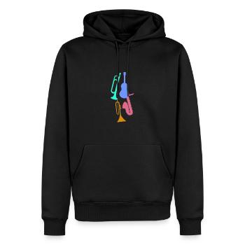 Jazz,Instruments,Trompette,Guitare,Saxophone - Sweat à capuche Premium bio Homme - noir - Devant - Nico (187cm)