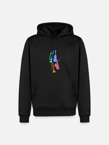 Jazz,Instrumente,Tompete,Guitarre,Saxophon - Männer Premium Bio Hoodie - Schwarz