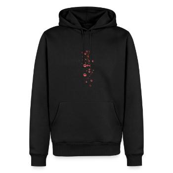 Red, pearls, pearl, rain, stars, rivets - Men’s Premium Organic Hoodie - black - Front - Nico (187cm)