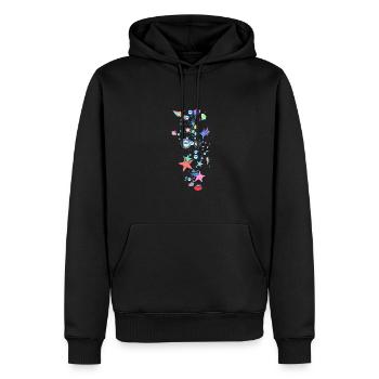 Sterne, Regenbogen, Perlen, Herzen, illustration - Männer Premium Bio Hoodie - Schwarz - Vorne - Nico (187cm)