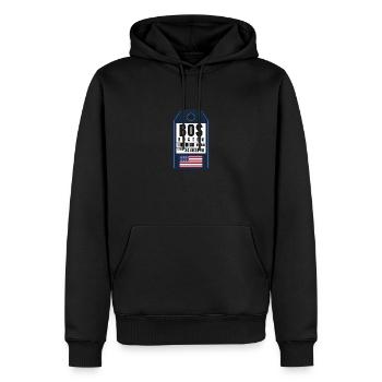 Carte d’embarquement Boston - Billet d’aéroport America BOS - Sweat à capuche Premium bio Homme - noir - Devant - Nico (187cm)
