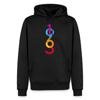 1963 - Männer Premium Bio Hoodie - Schwarz - Vorne - Nico (187cm)