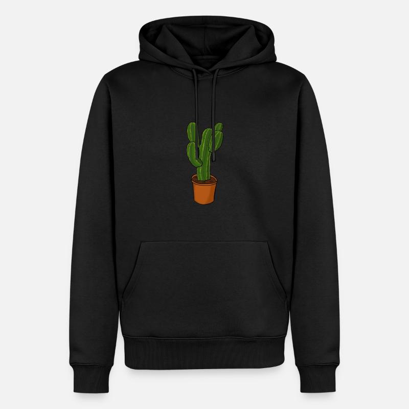 Kaktus - Männer Premium Bio Hoodie - Schwarz