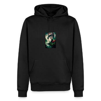 Superbe peinture de paysage japonaise minimaliste - Sweat à capuche Premium bio Homme - noir - Devant - Nico (187cm)