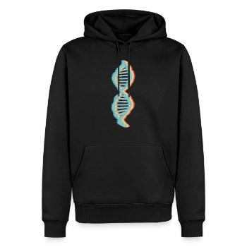 Wissenschaft Biologie retro DNA Genetik Motiv 2 - Männer Premium Bio Hoodie - Schwarz - Vorne - Nico (187cm)