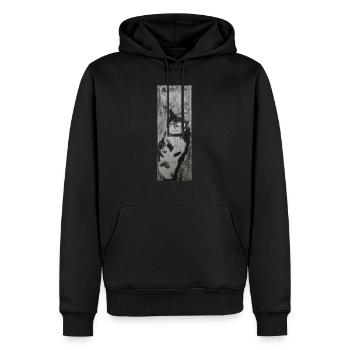 Le regard de Violet - Sweat à capuche Premium bio Homme - noir - Devant - Nico (187cm)