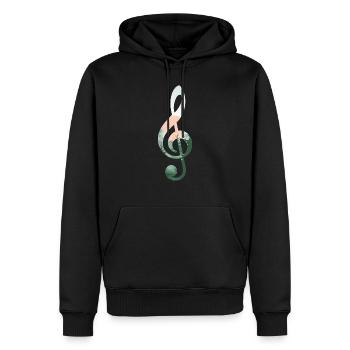 Paysage clé de sol - Sweat à capuche Premium bio Homme - noir - Devant - Nico (187cm)