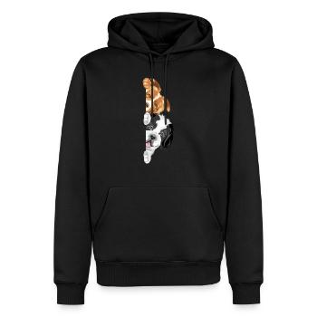 Mignon peeking Border Collie et Saint Bernard chien - Sweat à capuche Premium bio Homme - noir - Devant - Nico (187cm)