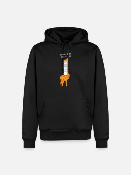 Giraffe, So Many Books So Little Time - Men’s Premium Organic Hoodie - black
