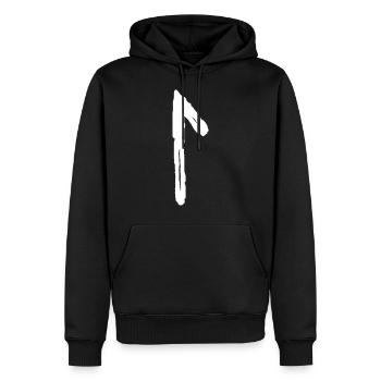 Elder Futhark Rune Lagus - Buchstabe L - Männer Premium Bio Hoodie - Schwarz - Vorne - Nico (187cm)
