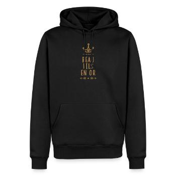 belle-fille / beau-fils / beau fils / belle fille - Sweat à capuche Premium bio Homme - noir - Devant - Nico (187cm)