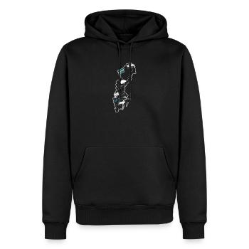 Schweden Landkarte mit Elch und Flagge - Männer Premium Bio Hoodie - Schwarz - Vorne - Nico (187cm)