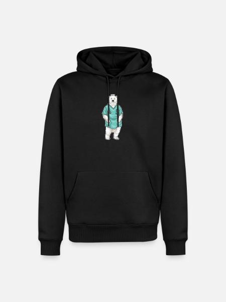 Eisbär Arzt Stethoskop - Männer Premium Bio Hoodie - Schwarz