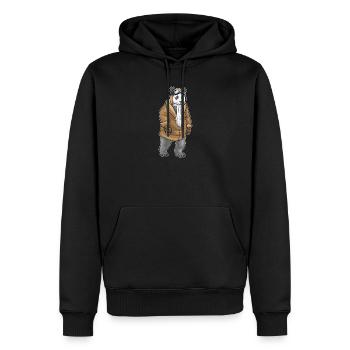 Panda Pilot Pilotenmütze - Männer Premium Bio Hoodie - Schwarz - Vorne - Nico (187cm)
