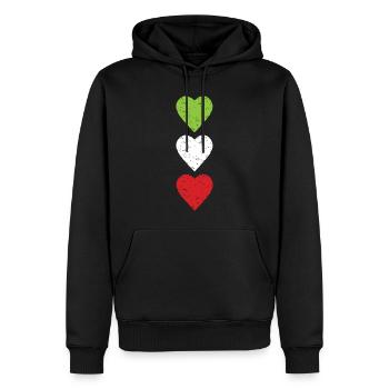 Woman Life Freedom Menschenrechte used look Herzen - Männer Premium Bio Hoodie - Schwarz - Vorne - Nico (187cm)