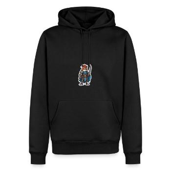 Renard guerrier - Sweat à capuche Premium bio Homme - noir - Devant - Nico (187cm)