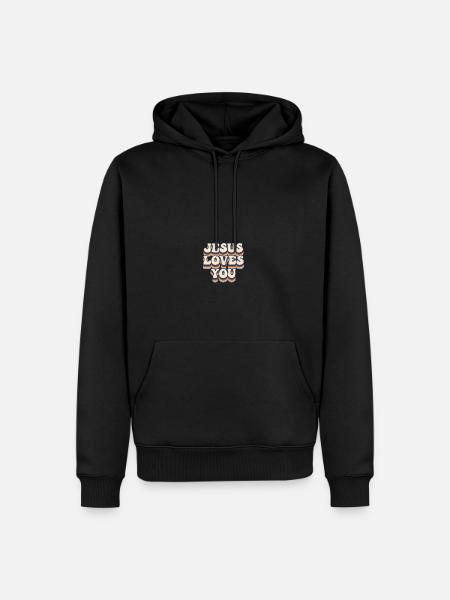 Jesus liebt dich Hippy 70er Jahre - Männer Premium Bio Hoodie - Schwarz