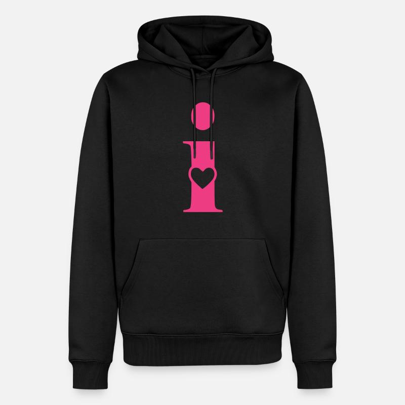 Buchstabe i Anfangsbuchstabe mit Herz - Männer Premium Bio Hoodie - Schwarz