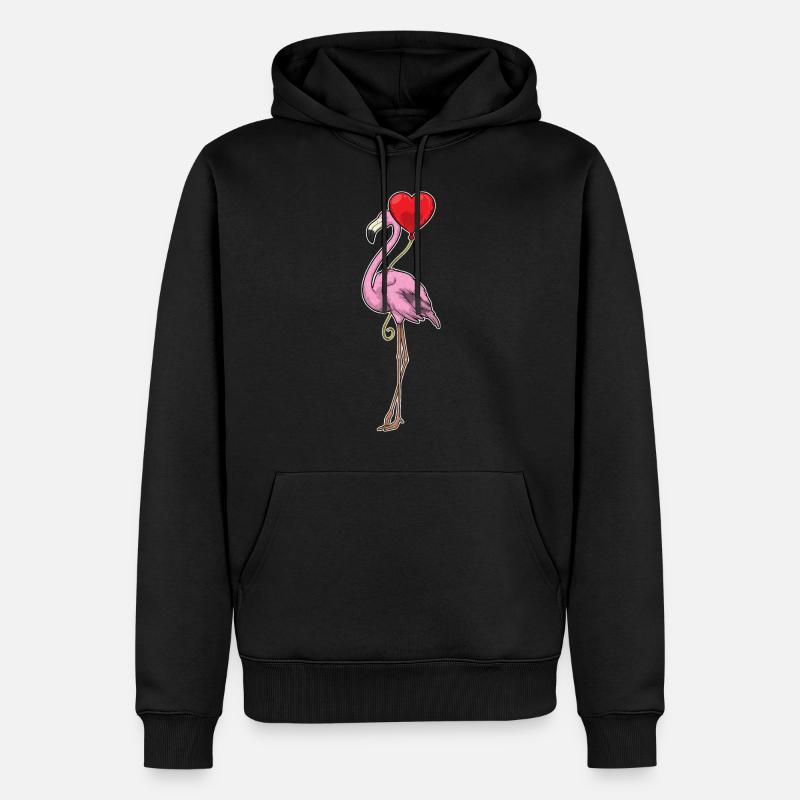 Flamingo Herz Luftballon - Männer Premium Bio Hoodie - Schwarz