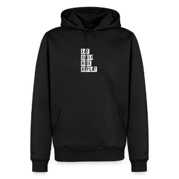 eat sleep ride repeat white - Men’s Premium Organic Hoodie - black - Front - Nico (187cm)